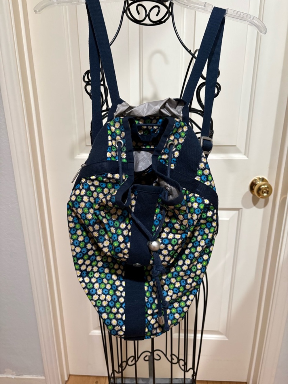 Lesportsac  Blue & Yellow Daisy Floral Drawstring Backpack